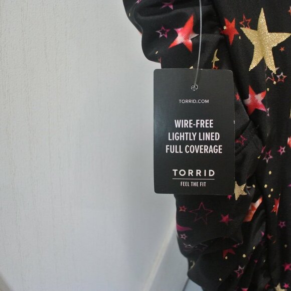 Torrid Black & Gold Foil Star Lattice Wireless One-Piece Swimsuit - Picture 7 of 9